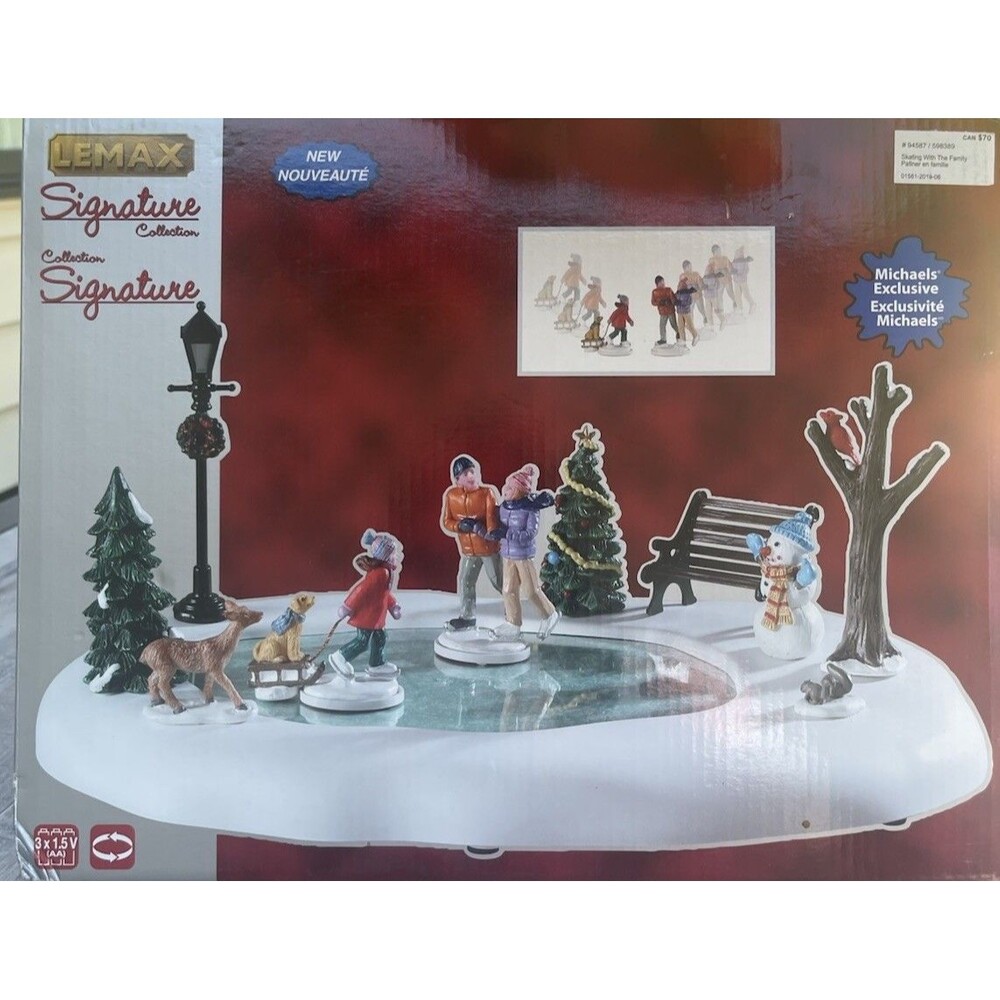 Lemax Signature Collection Animated Skating With The Family Pond Christmas 93587